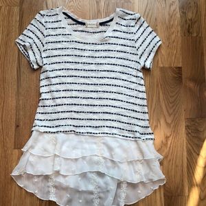 Stripped short sleeve shirt white and navy